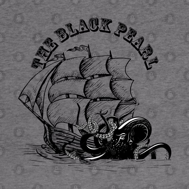 The Black Pearl Pirate Ship & Sea Monster by Andrew Collins